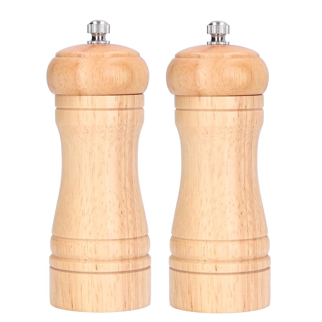 2pcs Wood Salt and Pepper Grinder   Coarseness Wooden Pepper Shaker for Kitchen Seasoning