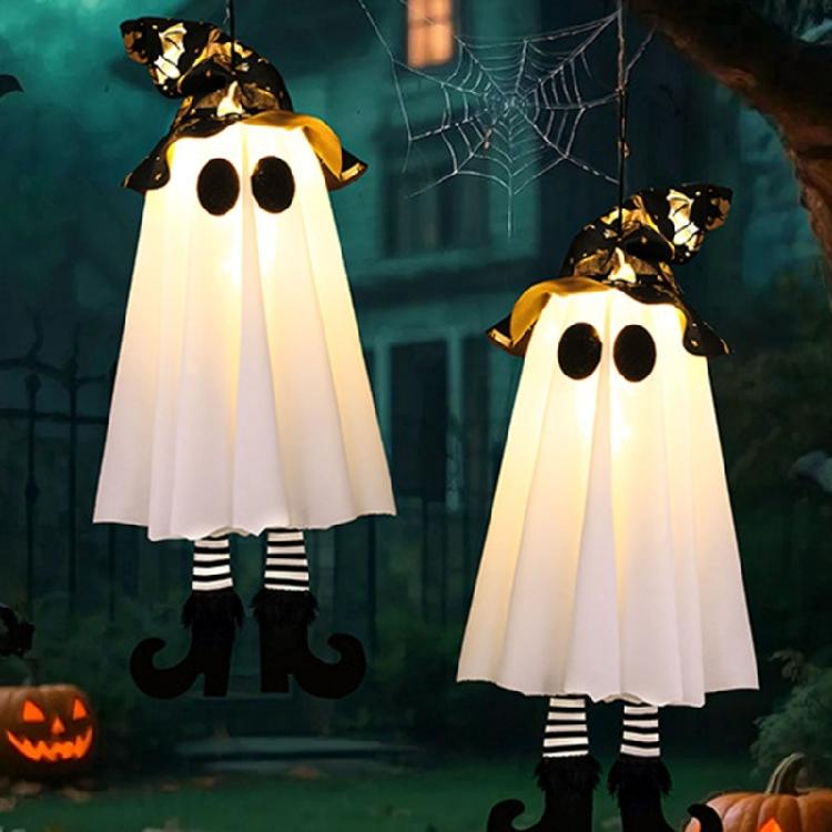 Lighted Specter Hanging Decoration Glowing Specter Hanging Ornament with LED Light For Porch Yard Indoor and Outdoor