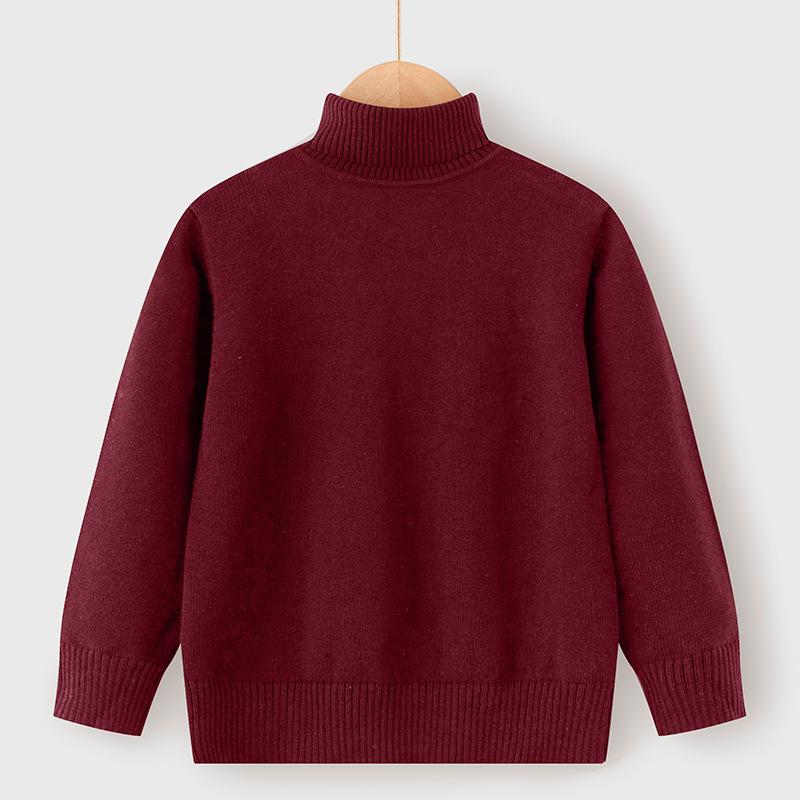 Children's Sweaters Autumn and Winter Pure Cotton Line Boys and Girls Baby Pullover Turtleneck Bottoming Sweater