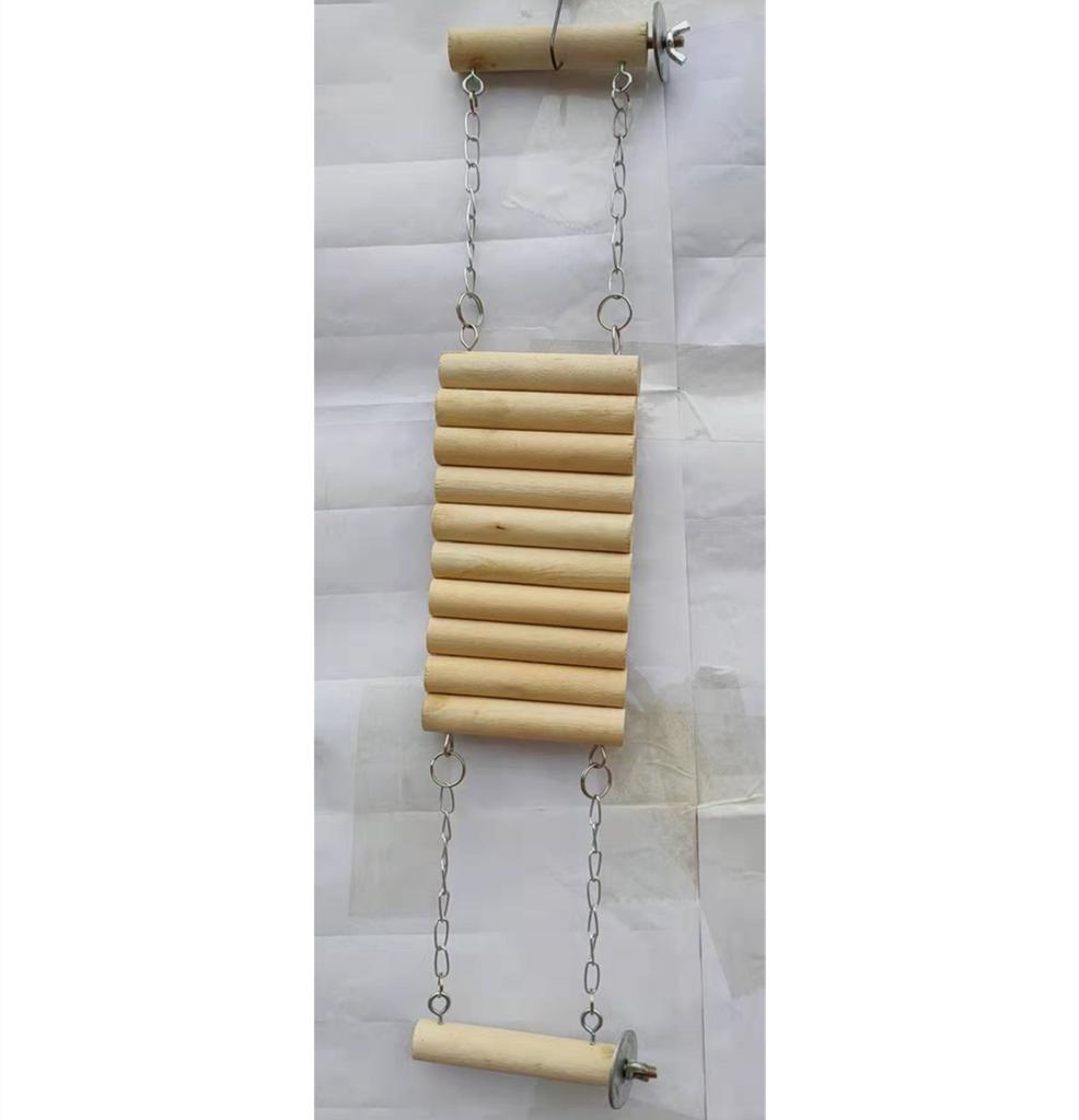 Bird Toys Parrot Toys Round Wooden Stick Swing Climbing Ladder Stacks Hanging Chain Swings