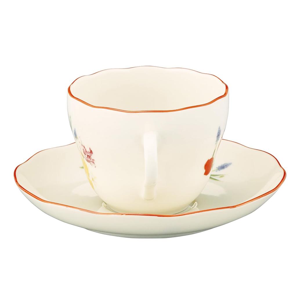 Yamaka Shoten X Mimosa Pair of Teacups and 9 X Hibiya Kadan Day Birthday Made In HIBIYA-KADAN "Flower Language & Tulip" Saucers, 230ml, Diameter