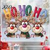 Static Glass Decals Christmas Cling Window Stickers, Cartoon Reindeer HOHOHO Art Decals, Reusable Film Festive Holiday Decor for Home Windows Balcony