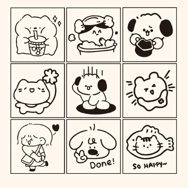 Cartoon Wood Rubber Stamp Lovely Cats Stamp Decorative Stamp Animal Stamp for Card Making