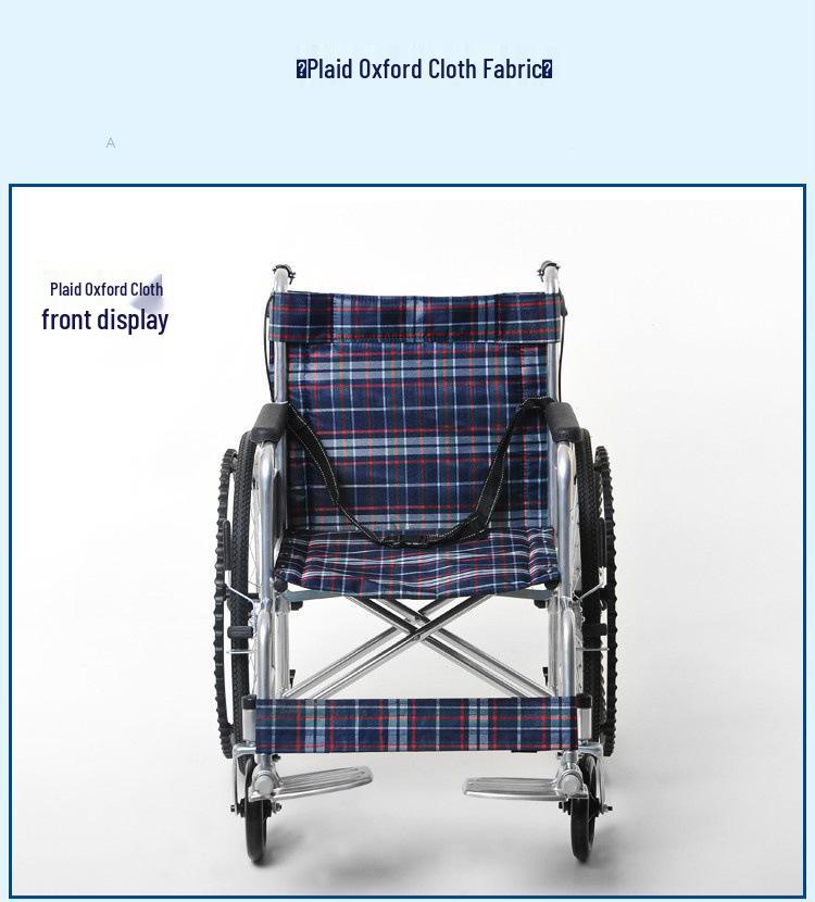 Lightweight Foldable Oxford Cloth Wheelchair with Soft Seat and Four Brakes for Elderly Travel
