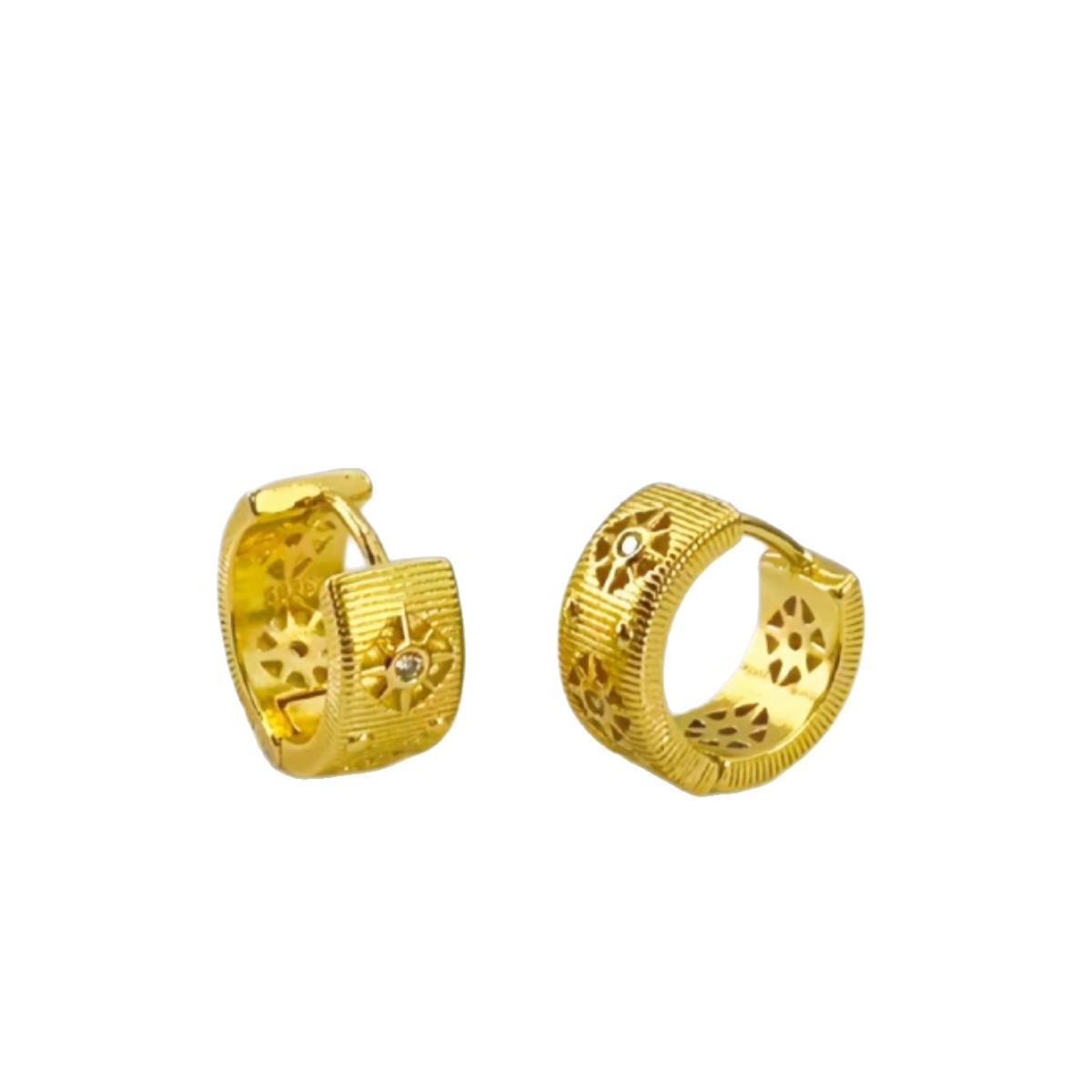 Vintage Color Block Star & Circle Earrings золотой