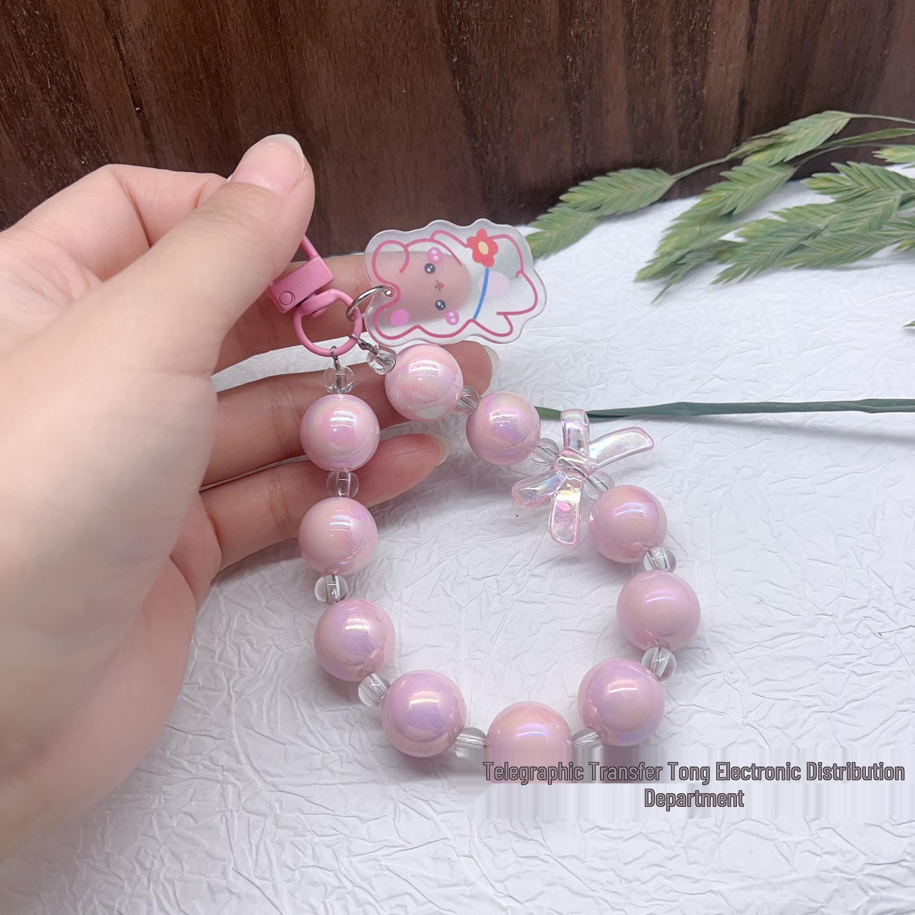 Mabe Beaded Keychain: Rabbit & Bear Phone Case Pendant DIY Jewelry