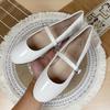 Fashion Flat Shoes Women's Spring Summer Casual Mary Jane Shoes Retro Shallow Round Toe Patent Leather Large Size Women's Shoes 42 43