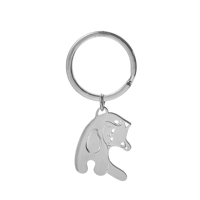 Heart-Shaped Stainless Steel Cat Keychain Pendant for Backpacks
