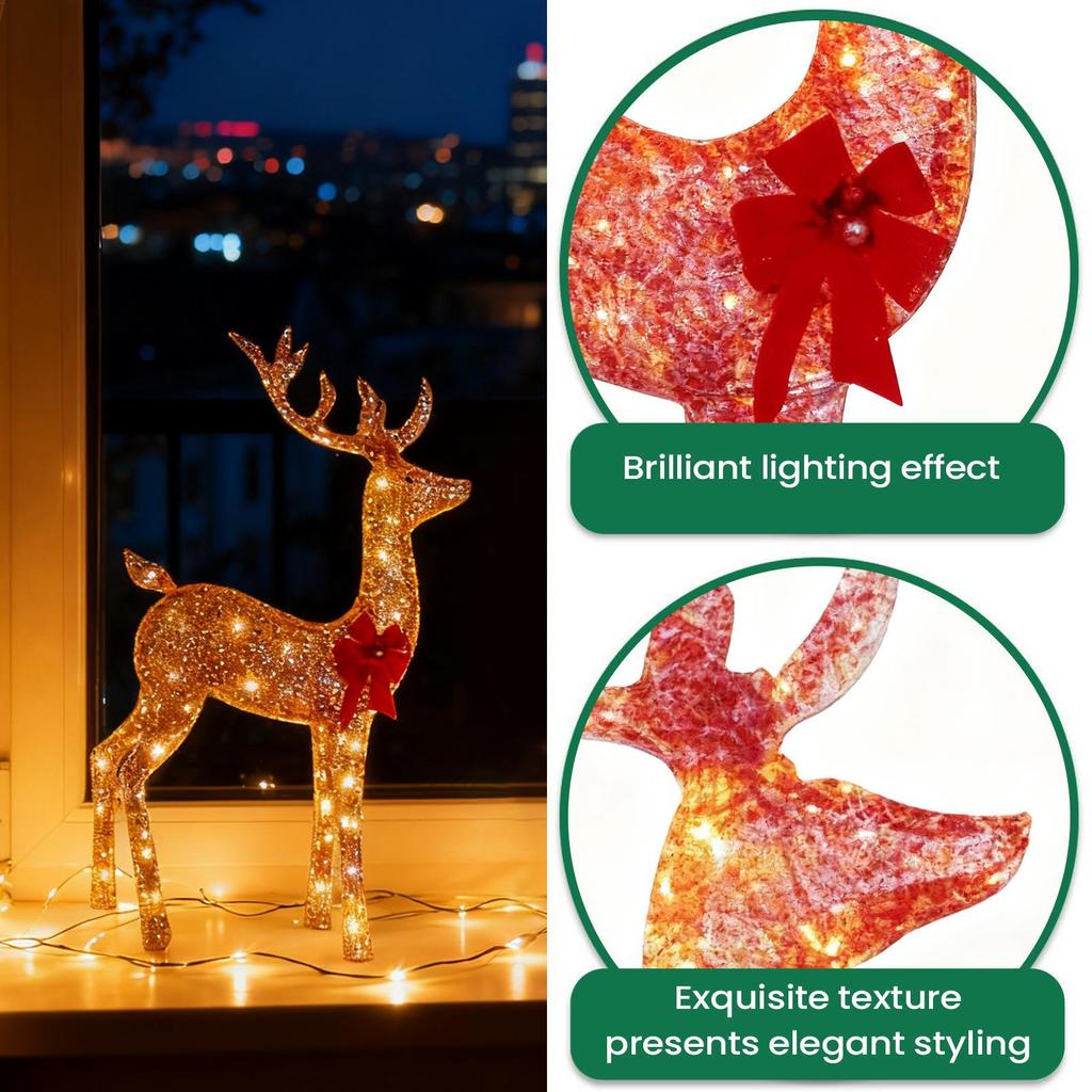 Christmas Deer Decorations Festive 2D Acrylic Ornament Outdoor Lighted Deer Family Decor For Tradition Festival Family Cheer
