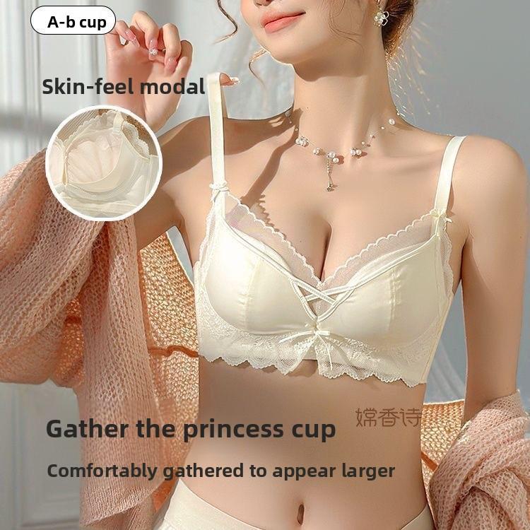 Wireless Push Up Bra Set, No Gaping Anti-Sag Small Bust Enhancing Women Lingerie Set