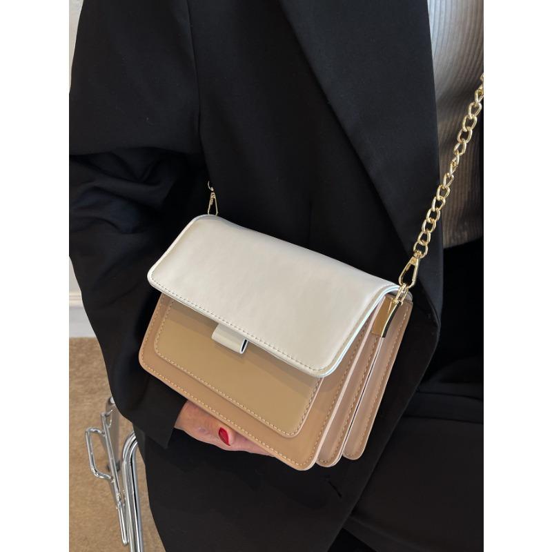 Fashionable Minimalist Color Block One Shoulder Diagonal Crossbody Bag