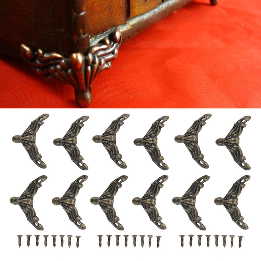 12PCS Zinc Alloy Box Corner Protectors Bronze Metal Corner Protector Jewelry Box Legs  Jewelry Boxes