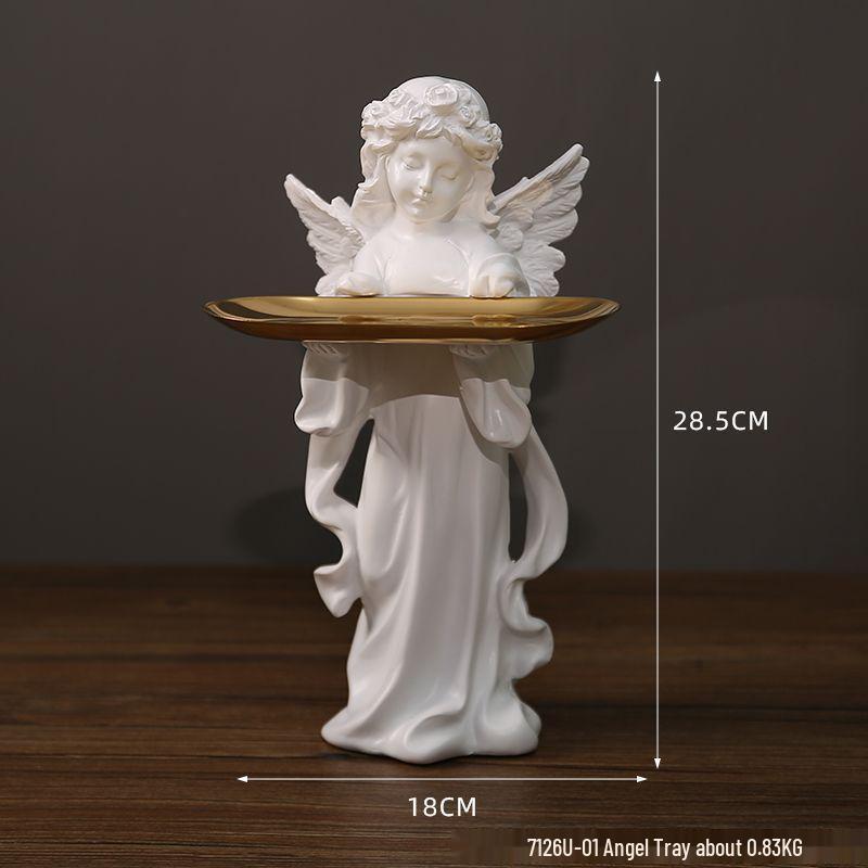 Angel Girl Jewelry Tray Figurine - Creative Resin Sculpture Gift