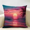 Sunset Palm Tree Fashion Cushion Cover Natural Linen Organic Fabric DoubleSided Printing Room Sofa Decor Pillow Case