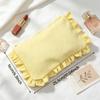 Stylish Ruffled Seersucker Makeup Bag, Large Capacity Striped Storage Bag, Portable Hand Clutch, Lightweight Wash Storage Bag