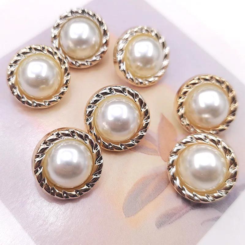 10Pcs Alloy Shiny Rhinestone Pearl Clothing Buttons DIY Clothing Sewing Button Needlework Handmade Accessories