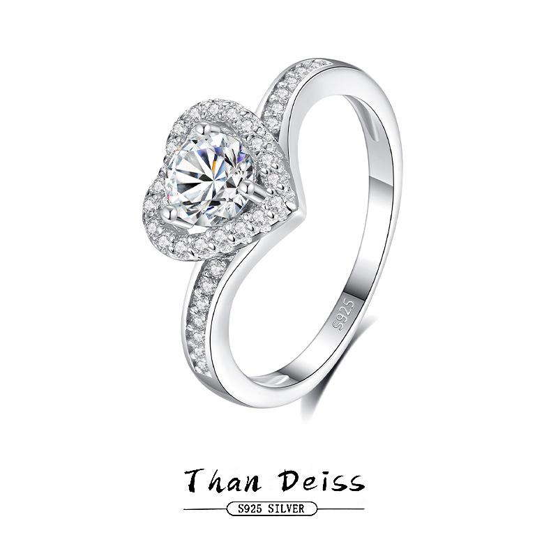 

0.5ct Moissanite Heart Pave Ring, Women’s 925 Silver High-End Wedding Gift Size 7