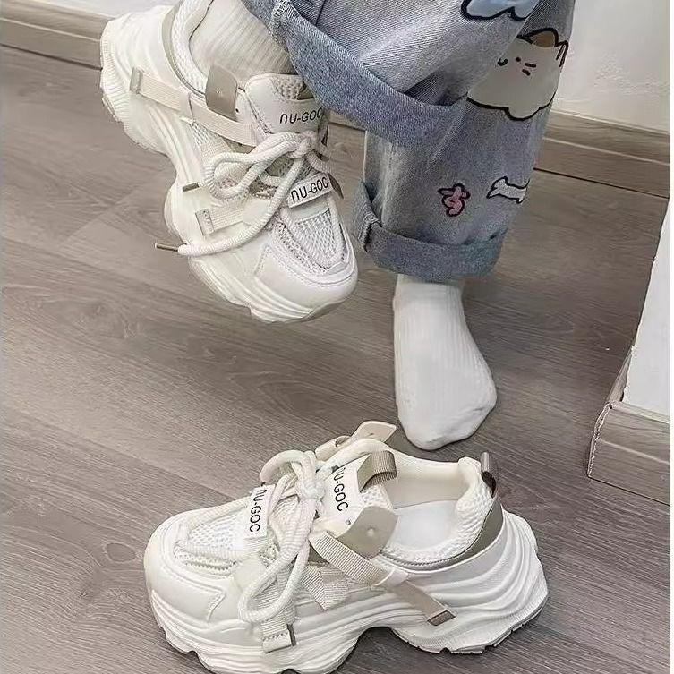 Fried Street Daddy Shoes Women's New Thick-soled Height Increasing Feet Small Versatile Casual Sneakers Student Lightweight Women's Shoes