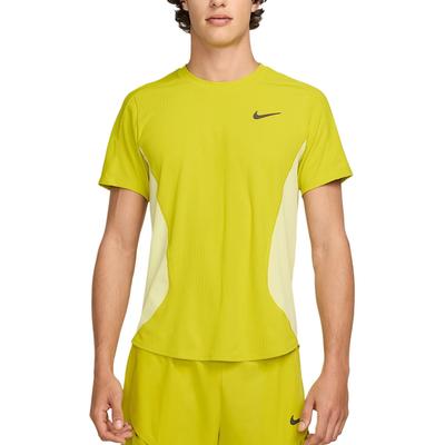 Court Slam Dri-Fit Comfortable Crew Neck Logo Short Sleeve T-Shirt Men Tops High-Pressure Night-Glow-Green Medium-Gray FZ6857-344
