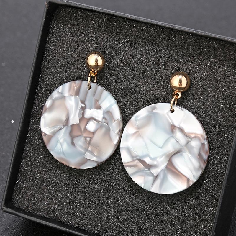 Acrylic Geometric Circular Earrings Popular In Europe and America, Korean Style Trendy, Personalized, Simple Earrings