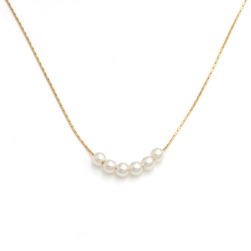 Französische Einfache 18K Titanstahl Schlüsselbein Kette Verblasst Nicht Perlen Schmuck Halskette Damen Stil