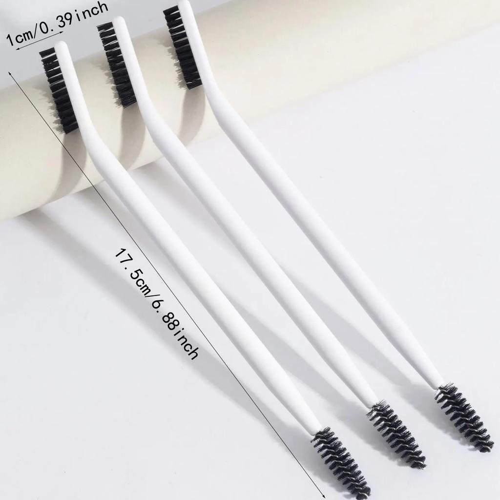 3Pcs Dual-Ended Eyebrow & Eyelash Brushes, Thin & Stiff Professional Makeup Tools for Women