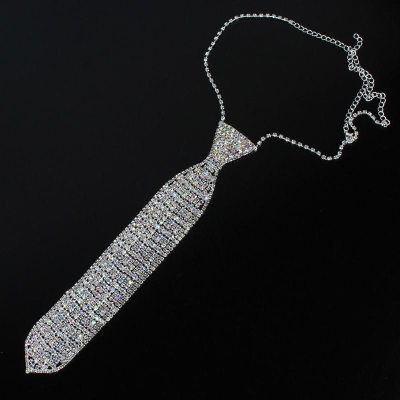 

X6HE Rhinestones JK Necktie for Women Girl Adjustable Casual Party Necklace Collage Student Uniform Tie Club Dress Up Necktie China Mainland