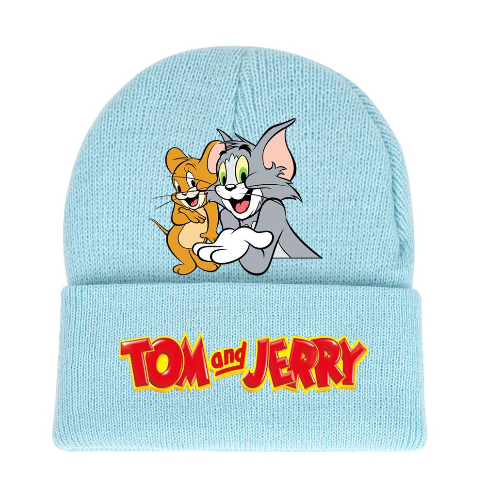Jerry And Tom Cartoon Print Knitted Hat Hip Hop Cap Outdoor Fashion Gift Unisex