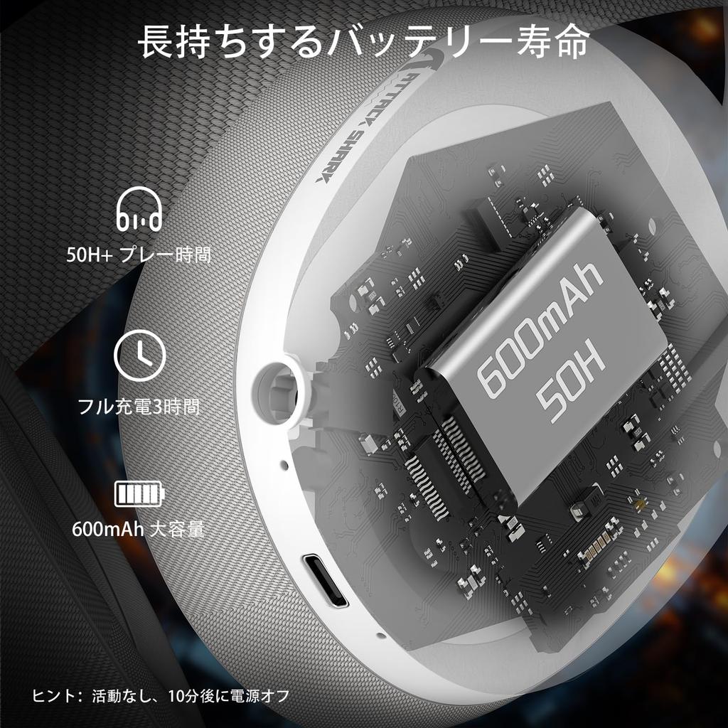 ATTACK SHARK L80 Gaming Leichtgewicht Kabellos 20ms Niedrig Kabellos 40mm Stereo Surround Einsteckbar Kompatibel mit Weiß Over-Ear Kopfhörer, Headset,