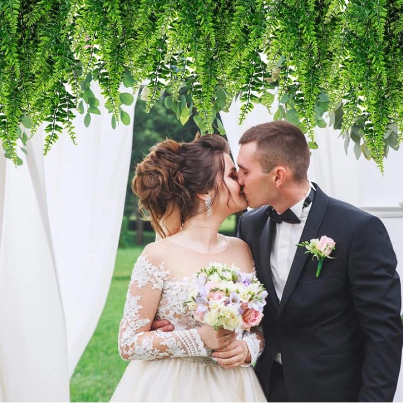 90 cm Künstliche Pflanzenrebe Hausgarten Dekoration Hängen Kunststoff Blatt Gras Girlande Hochzeit Party Decor Gefälschte Efeu Rattan Outdoor XYZ