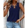 Women's solid color v-neck casual hollow vest