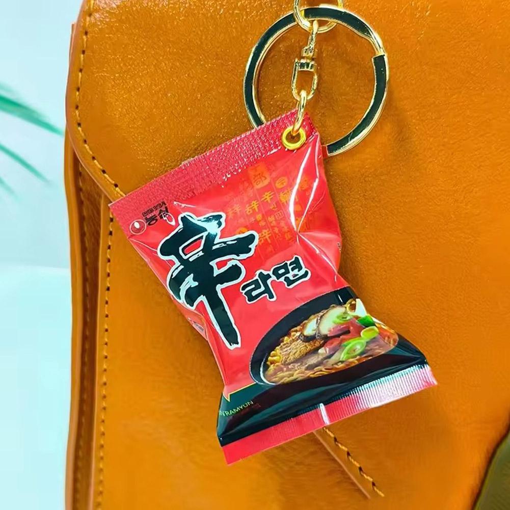 Korean Simulation Instant Noodles Keychain On The Phone Mini Snacks Pendant Bag Pendant Car Key Ring Gifts