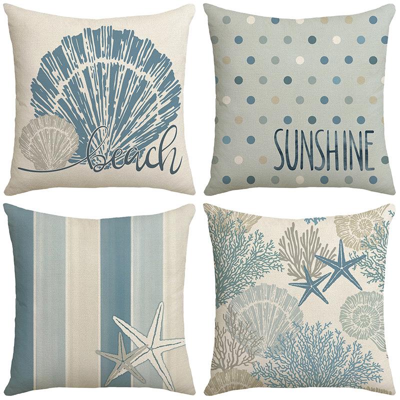 New Spring and Summer Pillow Case Small Fresh Modern Simple Plant Ocean Shell Home Pillow Case