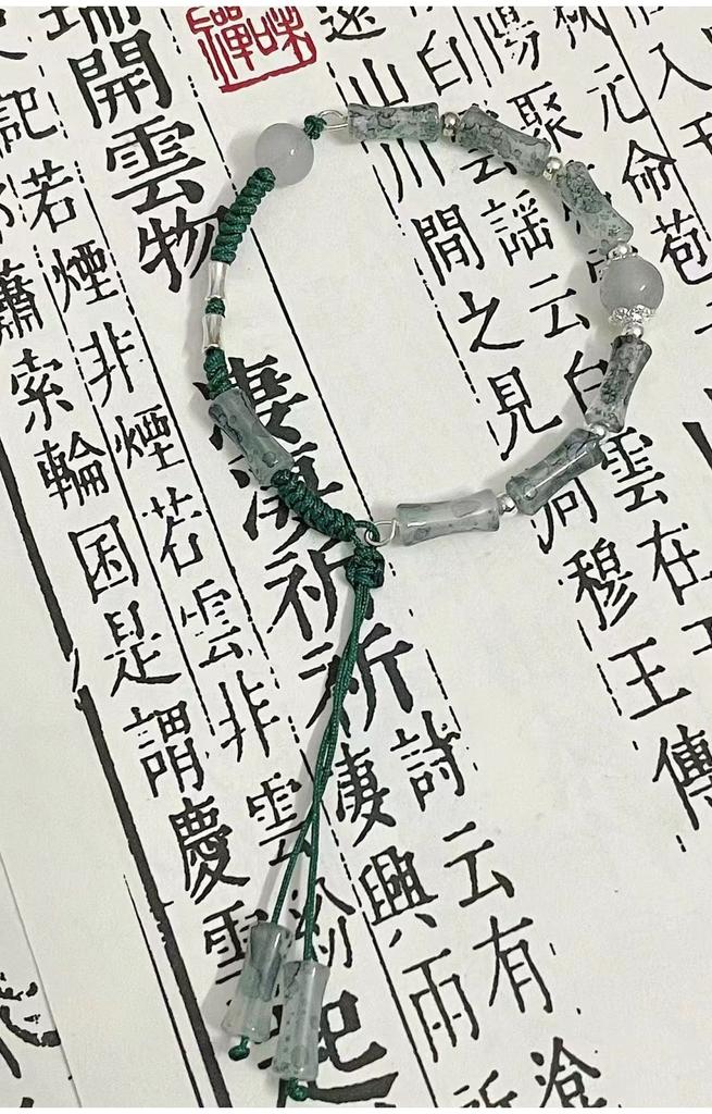 Exquisite New Chinese Style Green Beaded Pendant Bracelet For Women With Unique Design