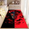 Demon Face Pattern Rug with Red and Black Fiery Smoke Design, Modern Decor Suitable for use as an anti-slip for living room bedroom sofas