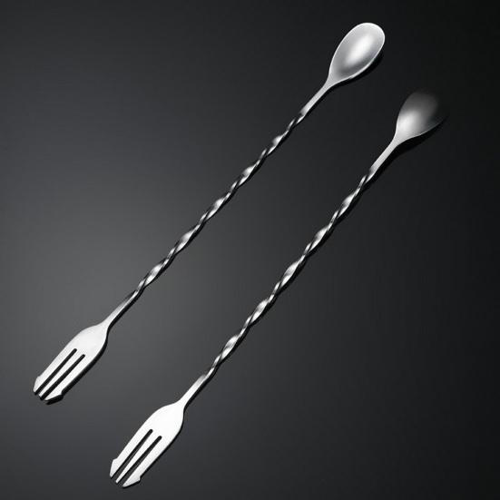 Koktejlové míchací lžíce z nerezové oceli Barová lžíce Dlouhé míchání Lžíce Míchadla na nápoje na čaj Káva Zmrzlina Šťáva