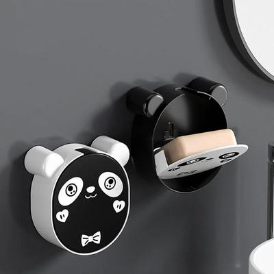 Klappbarer Seifenhalter Niedlicher Cartoon Abfluss Toilette Wandmontiert Kein Bohren Bequemer Wandmontierter Seifenablagehalter Panda Seifendose YLE580