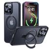 Metal Ring Stand Magnetic Phone Case For iPhone 16 13 12 17 Pro Max 14 15 Plus For Magsafe Matte Protector Cover With Lens Glass