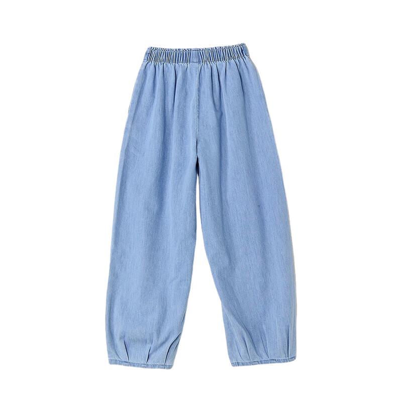 Deesha Girls' Pleated Wide-Leg Denim Jeans