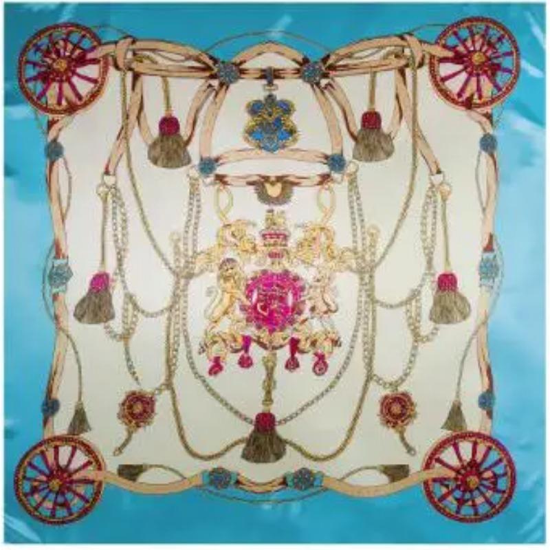 90cm*90cm Silk Square Scarf Women Element Bag Print Foulard Big Hijab Bandana Lady Neckerchief High QualScarves Wraps For Ladies