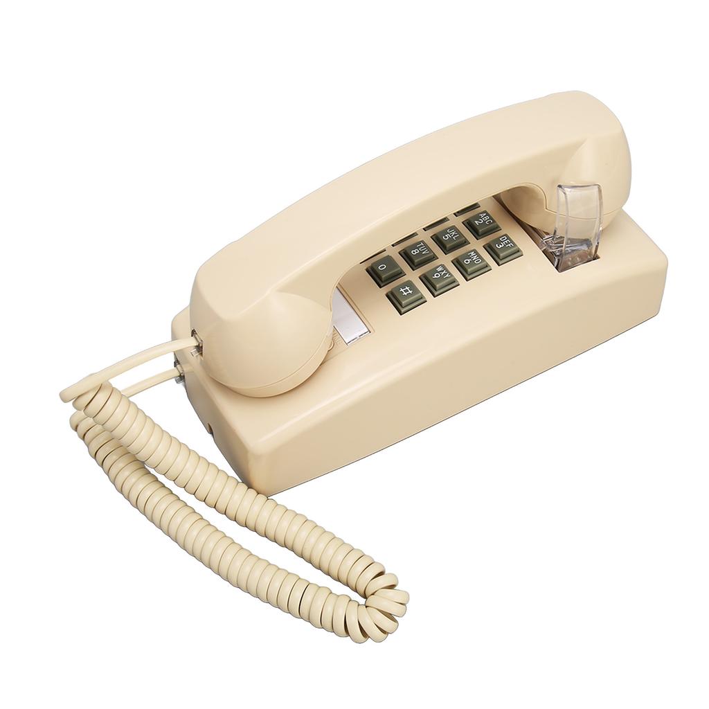 Retro Wall Phone Waterproof Decorative Corded Telephone with Volume Control for Home Bar Bathroom Beige