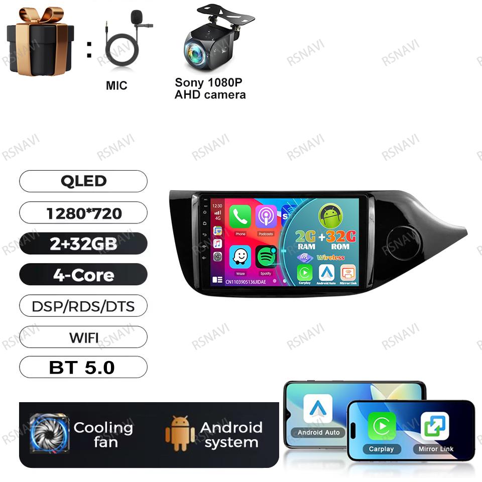 Android 16 Car Radio For Kia CEED 2 JD 2012 - 2018 RHD Video Player Multimedia Carplay Navigation Autoradio RDS Stereo 5G WIFI