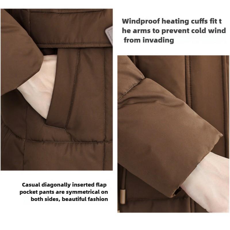 Bomullspolstret kåpe Lang stil over kneet Vinterklær Ny middelaldrende og eldre dame bomullsjakke fortykket bomullsjakke