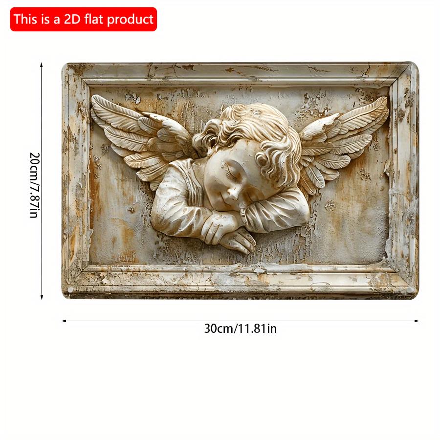 2d Flat 20*20cm, Angel Baby, Wooden Logo Fun Vintage Close Wooden Logo, Home Decoration, Wooden Logo Poster Holiday Gifts, for Home, Kitchen, Garden