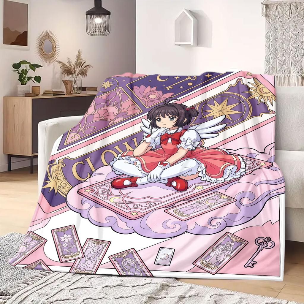 Cardcaptor Sakura Awesome Print Flannel Blanket, Cartoon Characters for Bed, Cozy Home Decor for Sofa, Travel Throw_LIAN