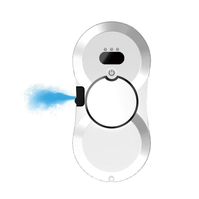 Robot Lave-Vitre Intelligent Auto-Pulvérisation Nettoyeur de Verre Électrique avec Télécommande Forte Aspiration 2800Pa pour Maison & Immeubles Hauts blanc
