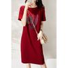 A Summer Loose and Trendy Printed Korean-style Simple and Casual Round-neck Dress for Pregnant Women