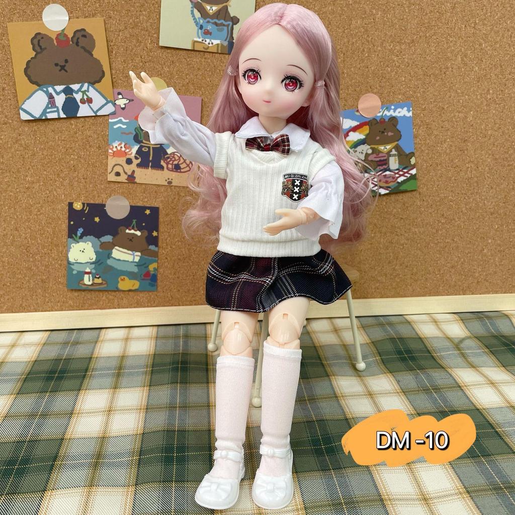 30CM Mini Movable 23Jointed Doll Girls Toy 3D Big Eyes BJD Princess Full Outfits Dresses Collection Childrens Doll Gift