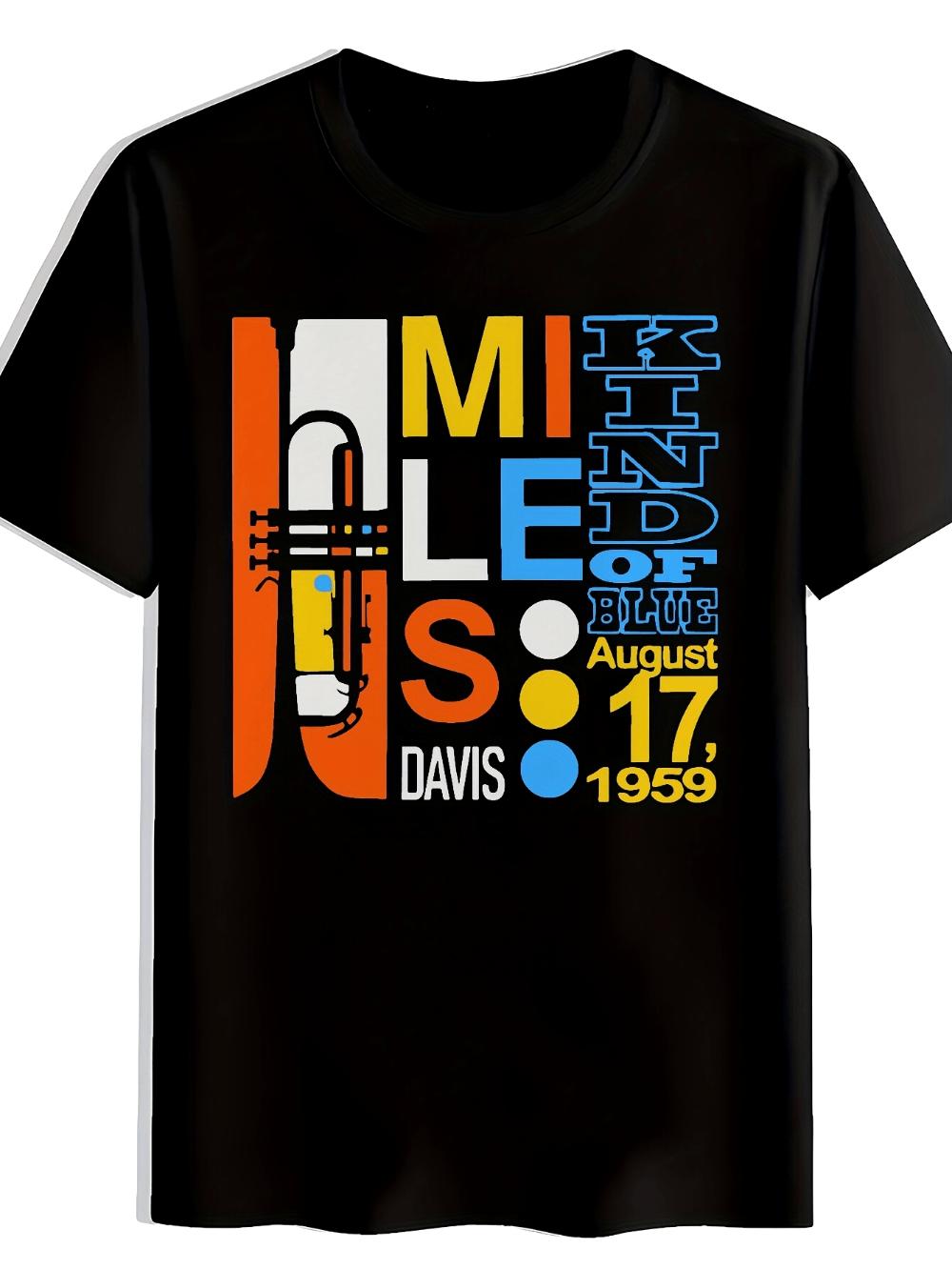 

Miles Print Men S Casual T-Shirt Crew Neck Short Sleeve Summer Regular Fit Slight Stretch Clothing Short Sleeve Shirt Men Wom... S разноцветный