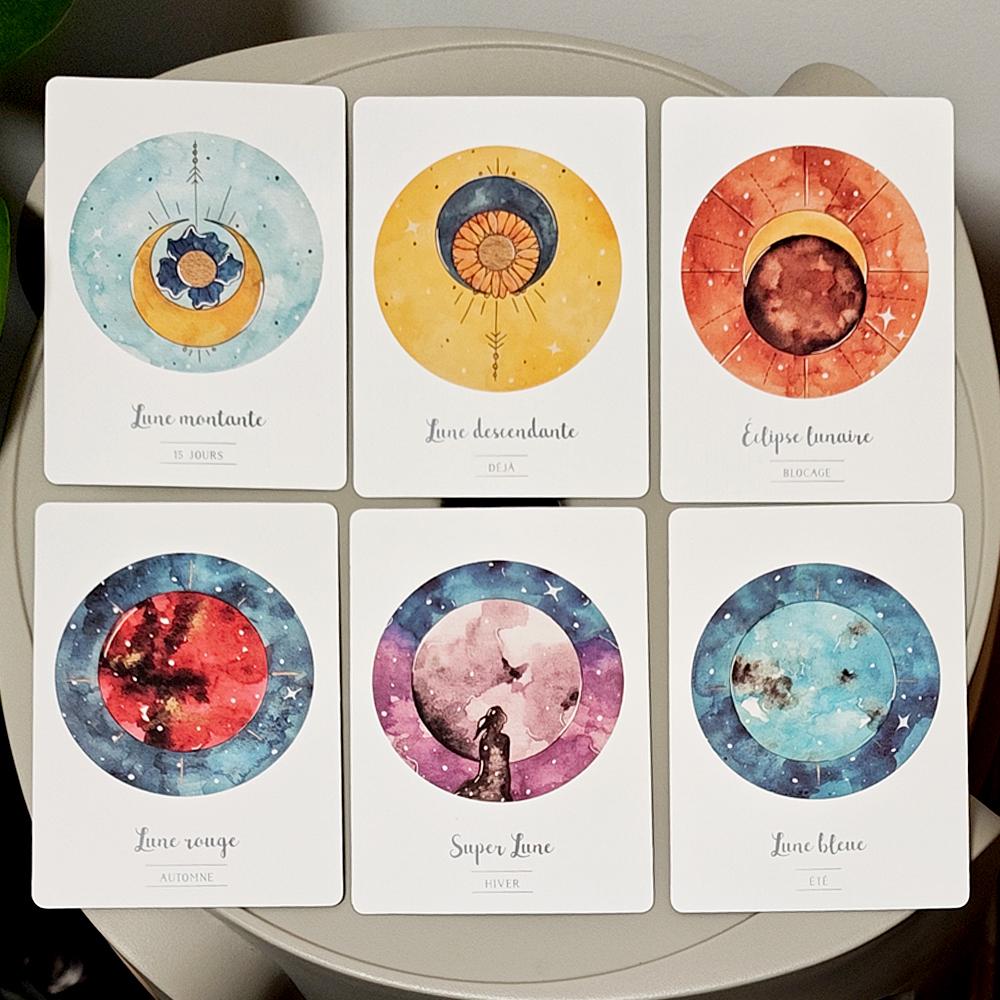 La Puissance De La Lune Oracle 10.5*7.5cm 42 Moon Power Cards in French Language for Spiritual & Emotional Guidance